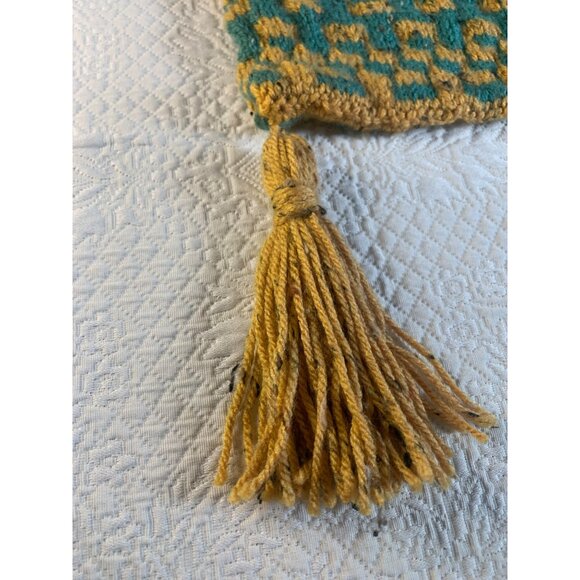Hand crocheted handbag with tassels green and red colors - New - Picture 3 of 14